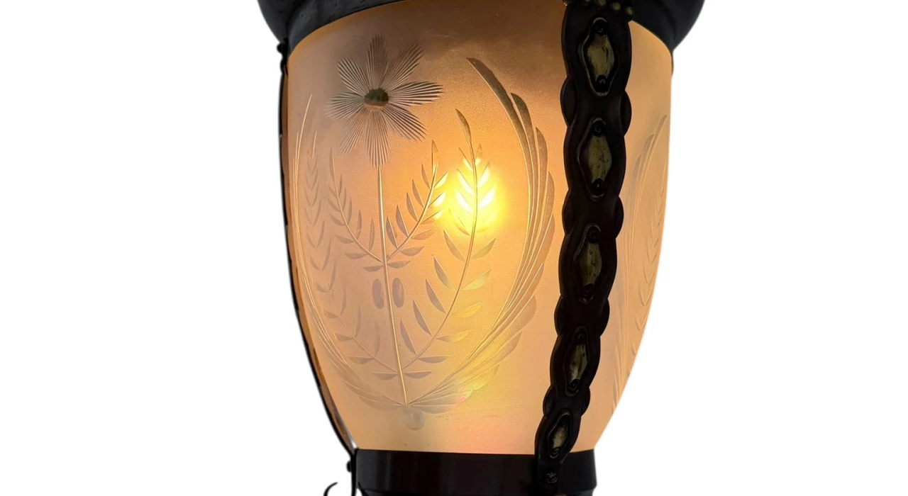 Art Nouveau Patinated Brass Hall Lantern, 1900s